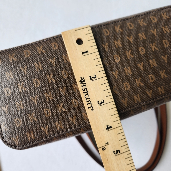 DKNY Signature Logo Maddison Dome Shoulder Bag Satchel Top Zip Brown Gold Chain - Picture 16 of 16